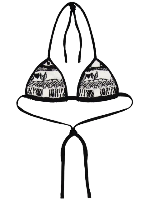Laneus top de bikini tejido con logo en intarsia