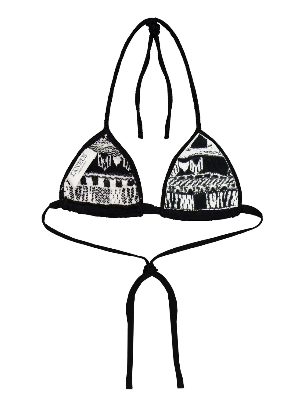 Laneus Intarsia bikinitop met logo - Zwart