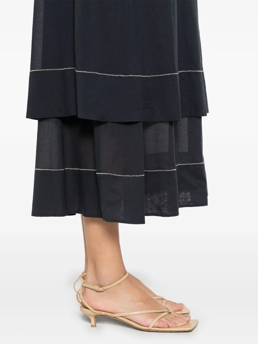Shop Peserico Cotton Midi Dress In Blue