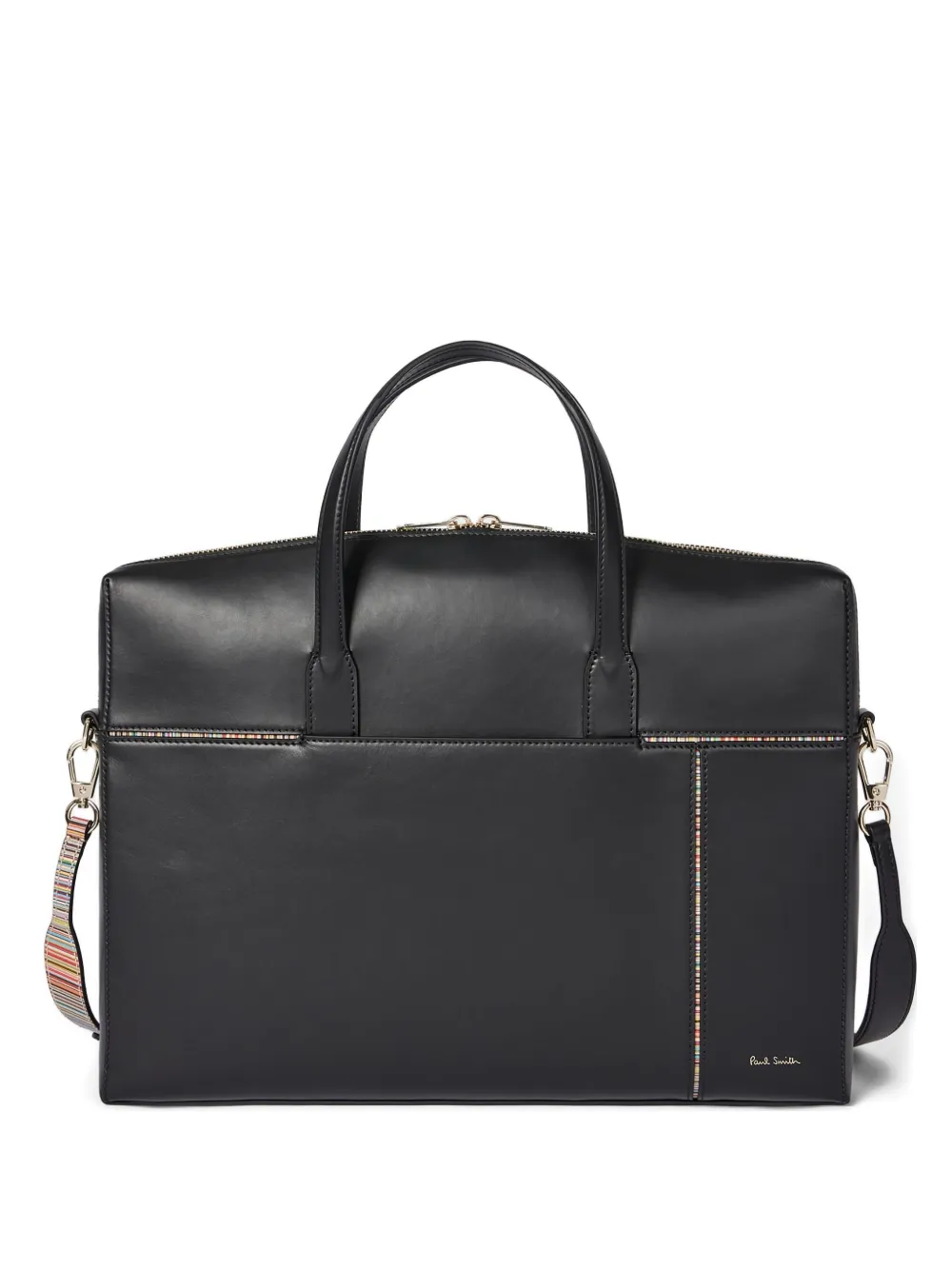 Paul Smith zip-top multi-stripe laptop bag | Black | Image 1