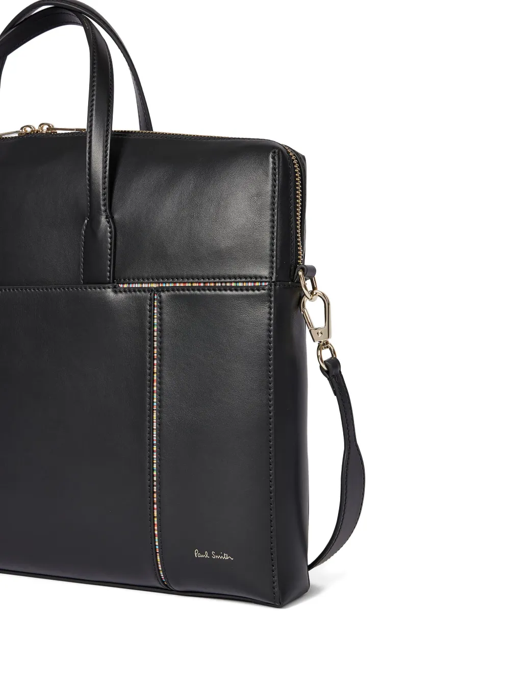 Paul Smith Zip-top Multi-stripe Laptop Bag In Black