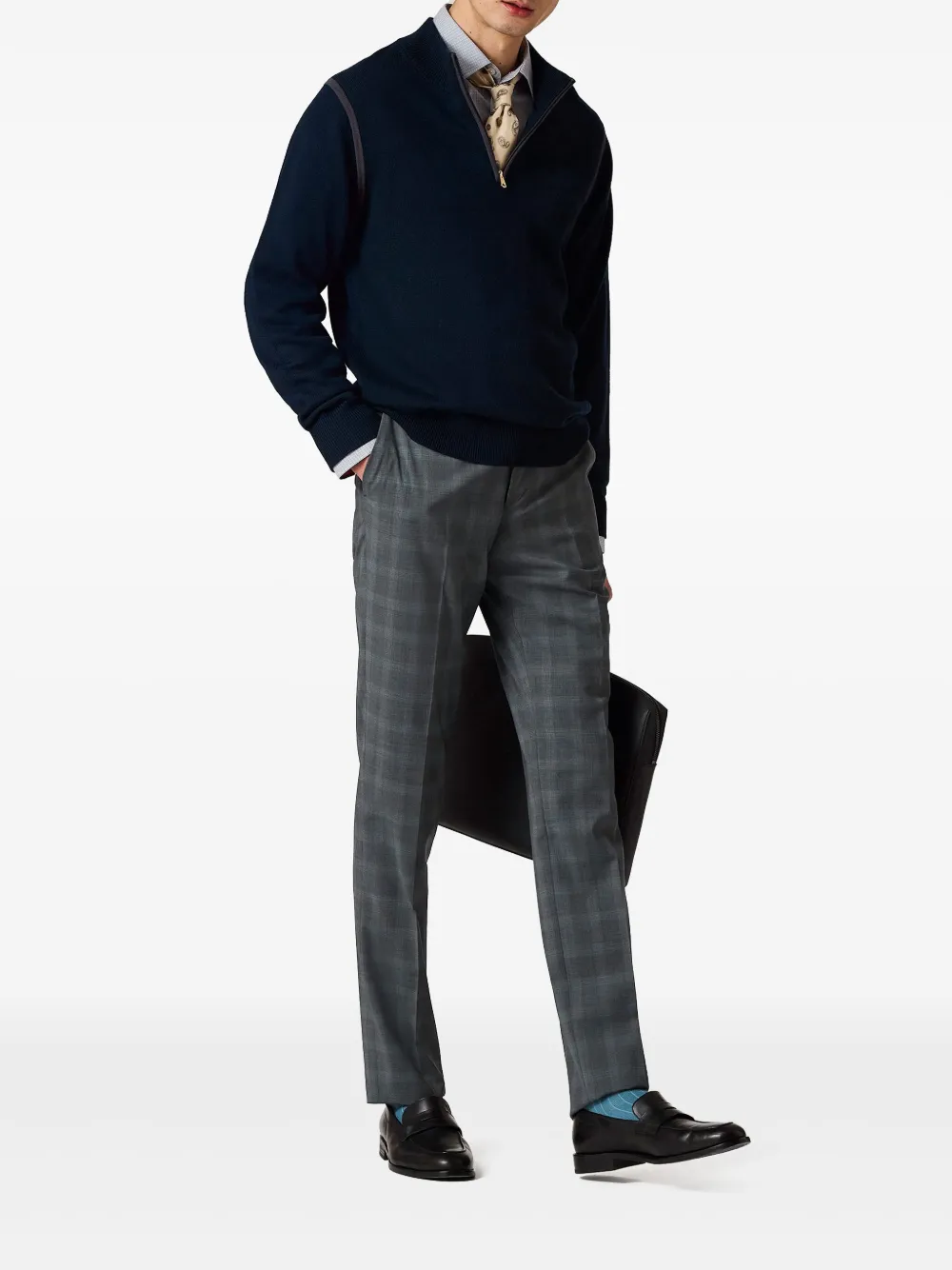 Paul Smith Sweater van merinowol met halve rits - Blauw