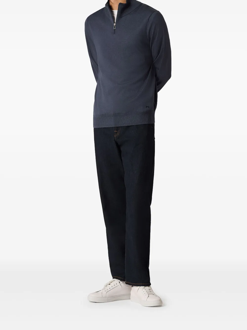 pspaulsmith PS Paul Smith Sweater van merinowol met halve rits - Blauw