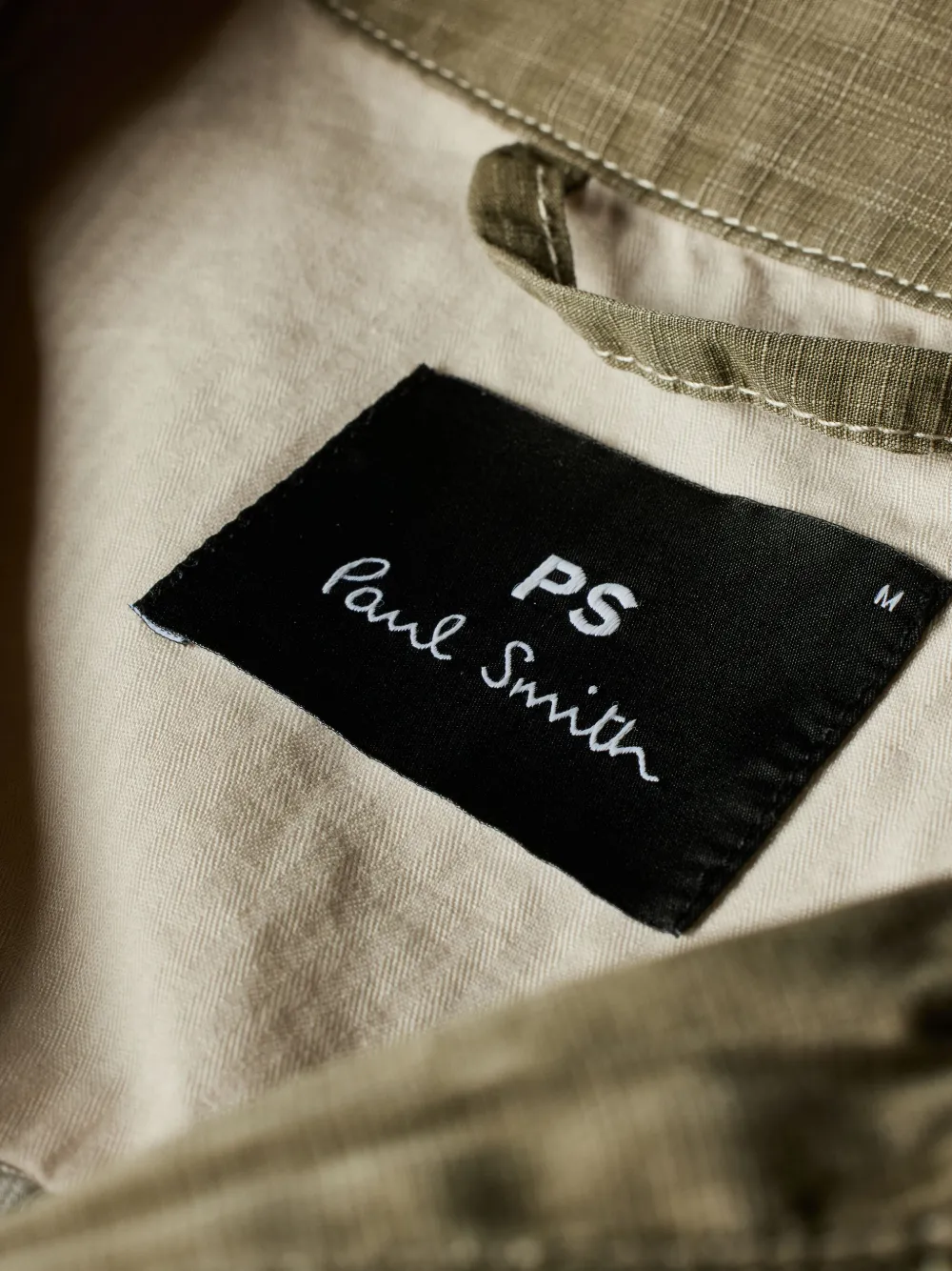 Ps By Paul Smith Khaki Green Coated Slub Cotton Zip Jacket In Green