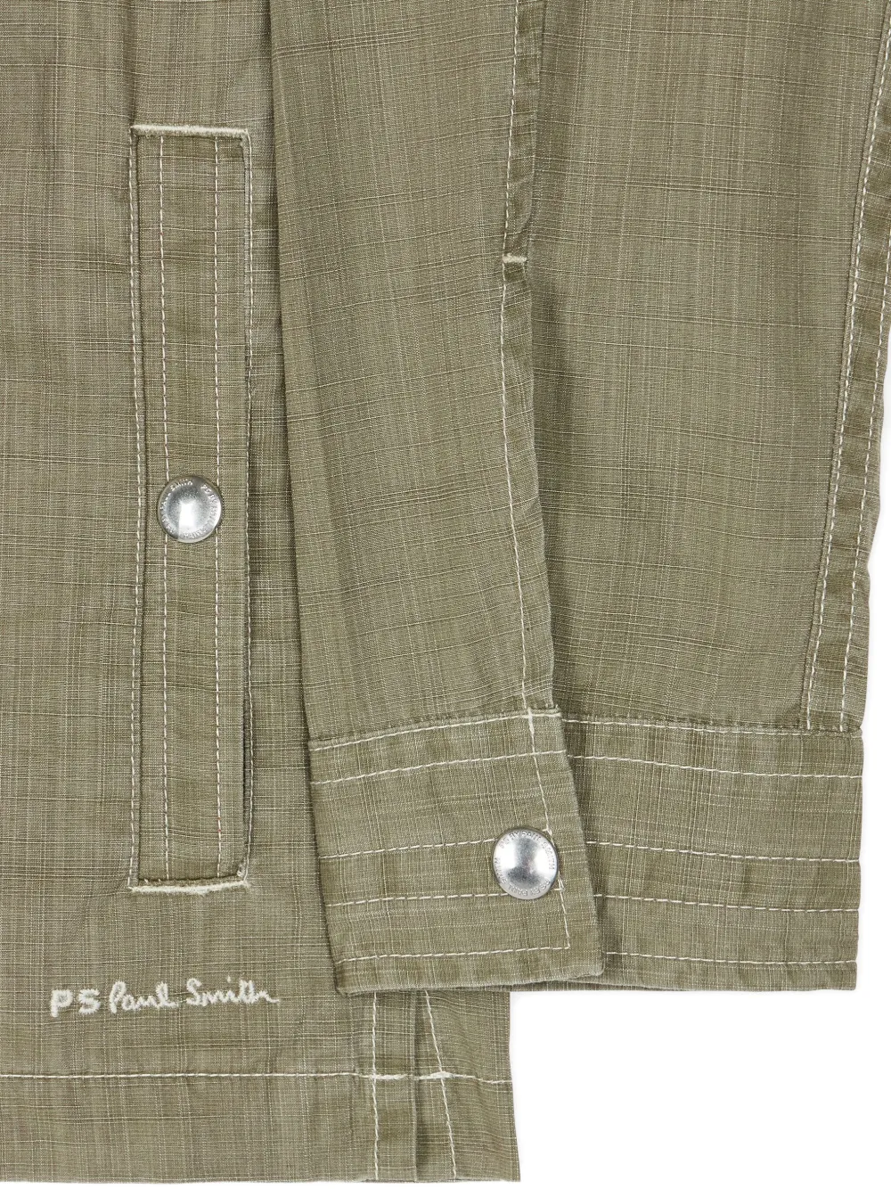 Ps By Paul Smith Khaki Green Coated Slub Cotton Zip Jacket In Green