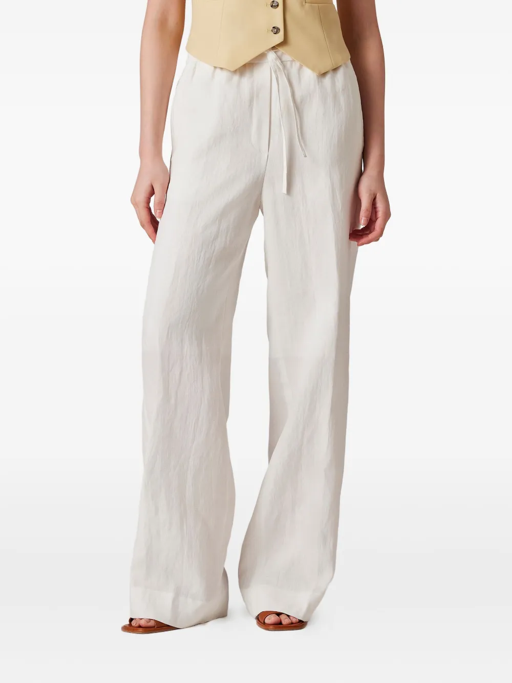 Paul Smith Patch-pocket Linen Trousers In Neutral