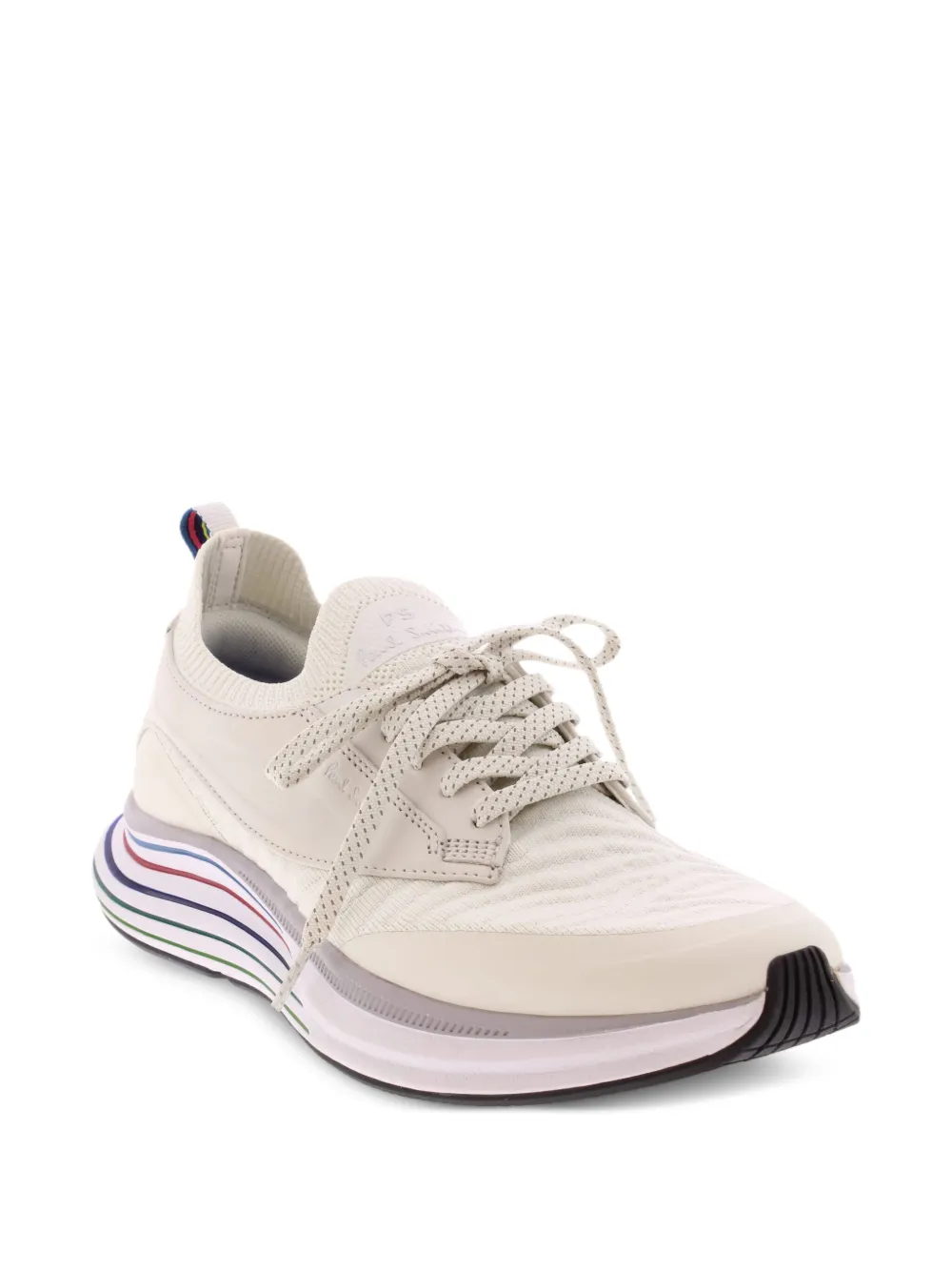 PS Paul Smith striped-sole knitted-panel sneakers White