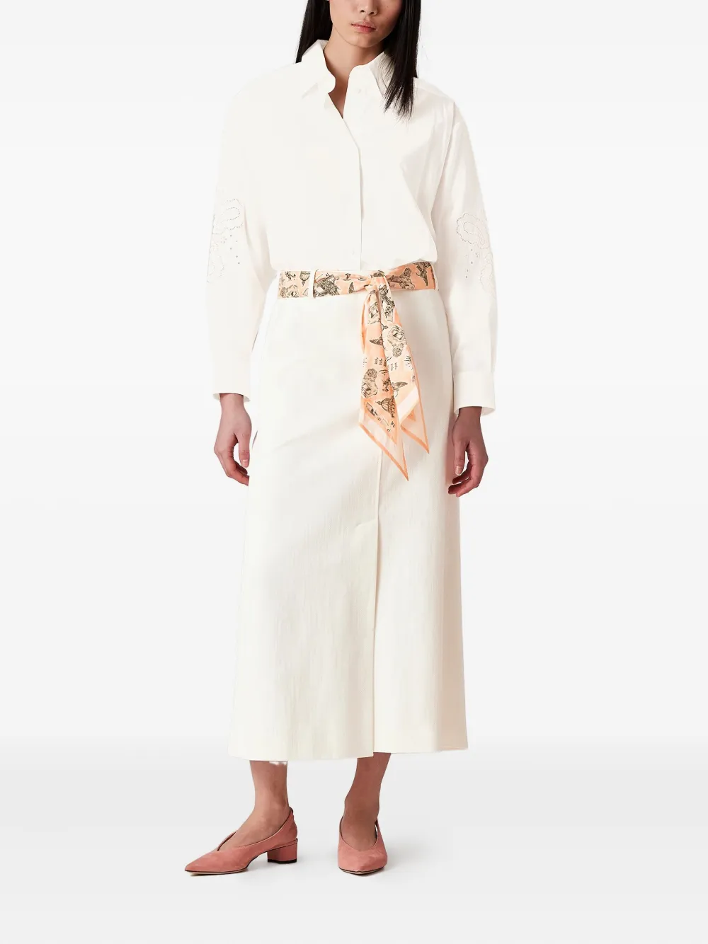 Paul Smith scarf-belt midi skirt - Wit