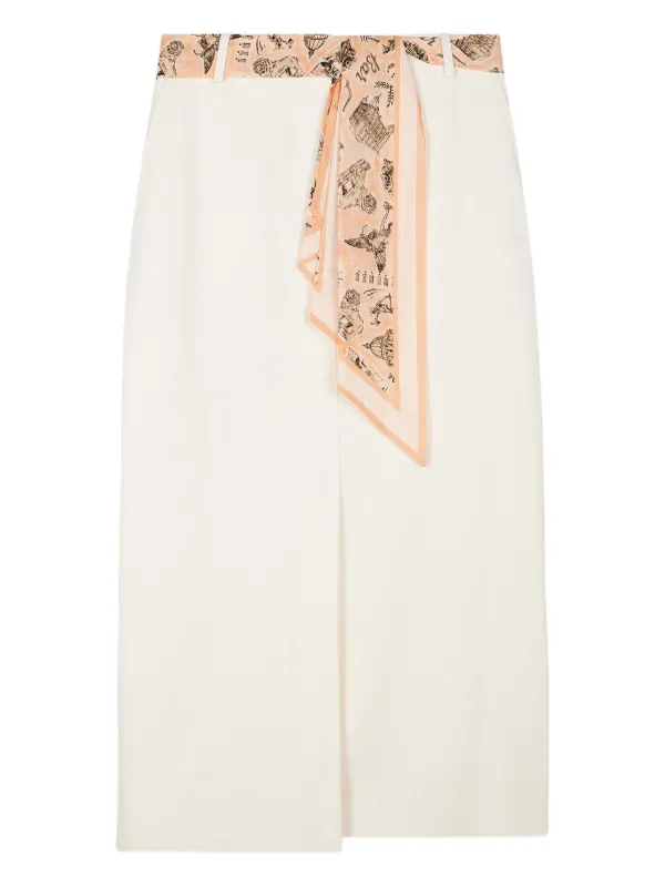 Paul Smith Scarf-belt Midi Skirt in White
