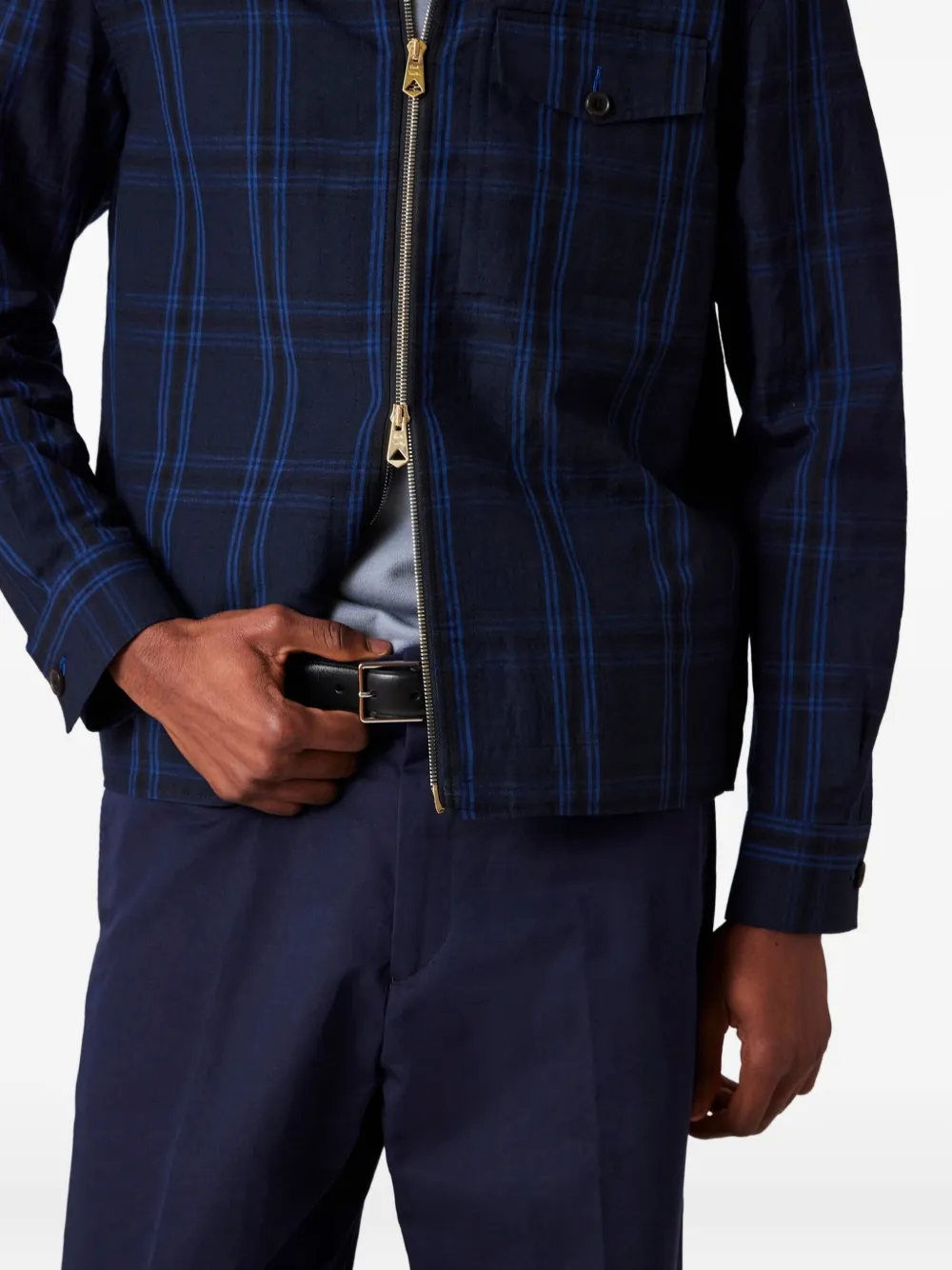 Paul Smith Checked-pattern Zip-front Shirt Jacket In Blue