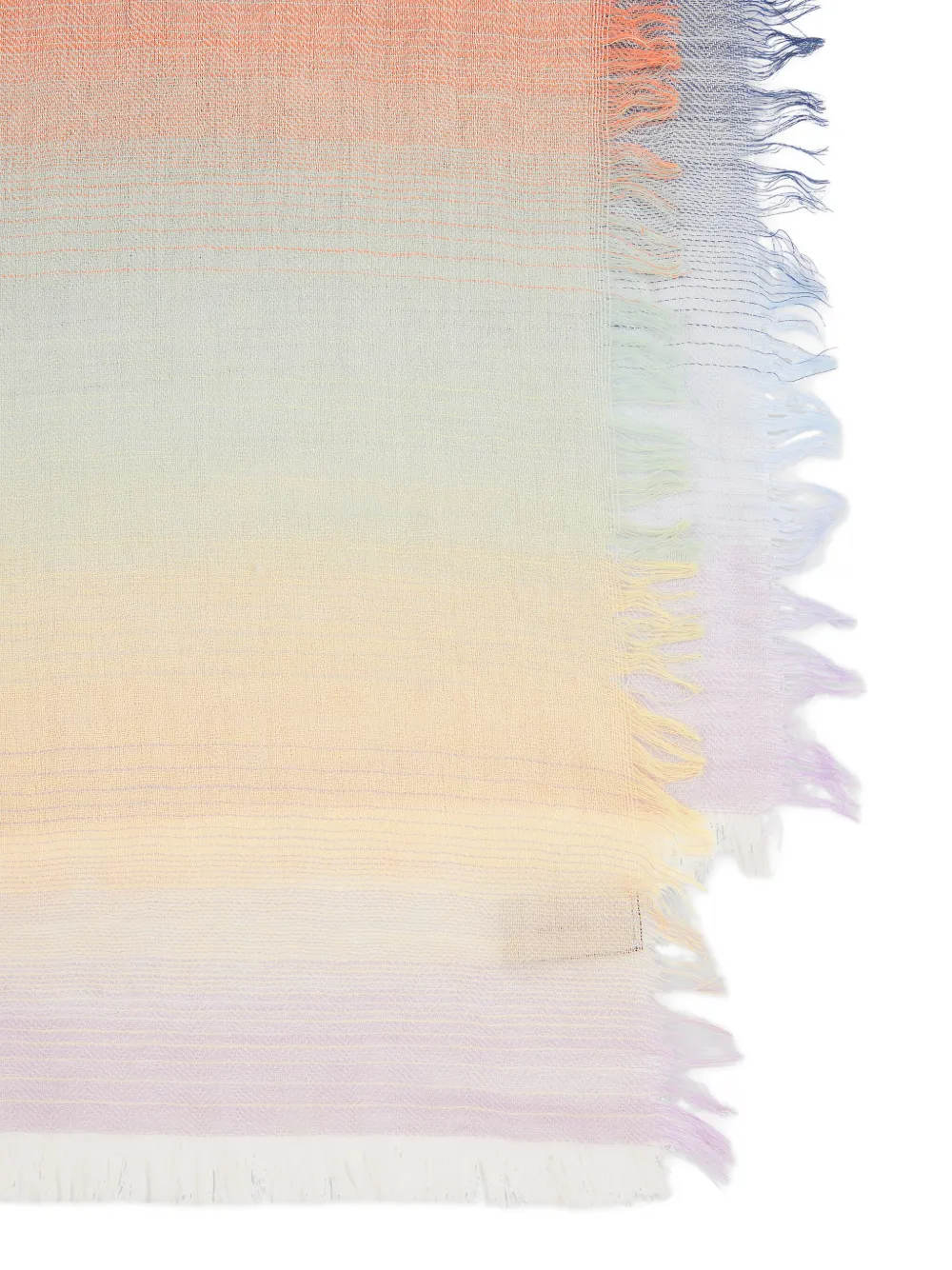 Paul Smith Sjaal met franje en regenboogstreep - Beige