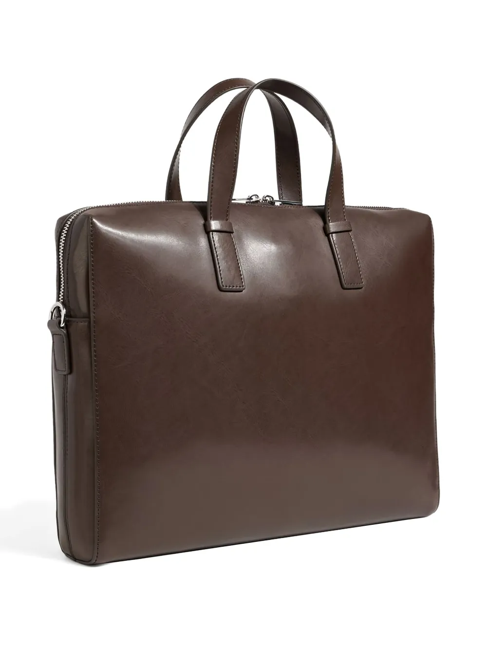 Paul Smith Leren aktetas met rits - Bruin