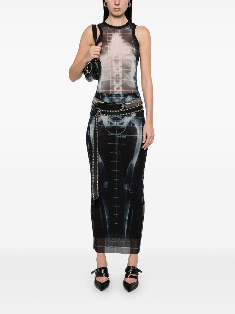 Jean Paul Gaultier X-Ray maxi skirt - Zwart