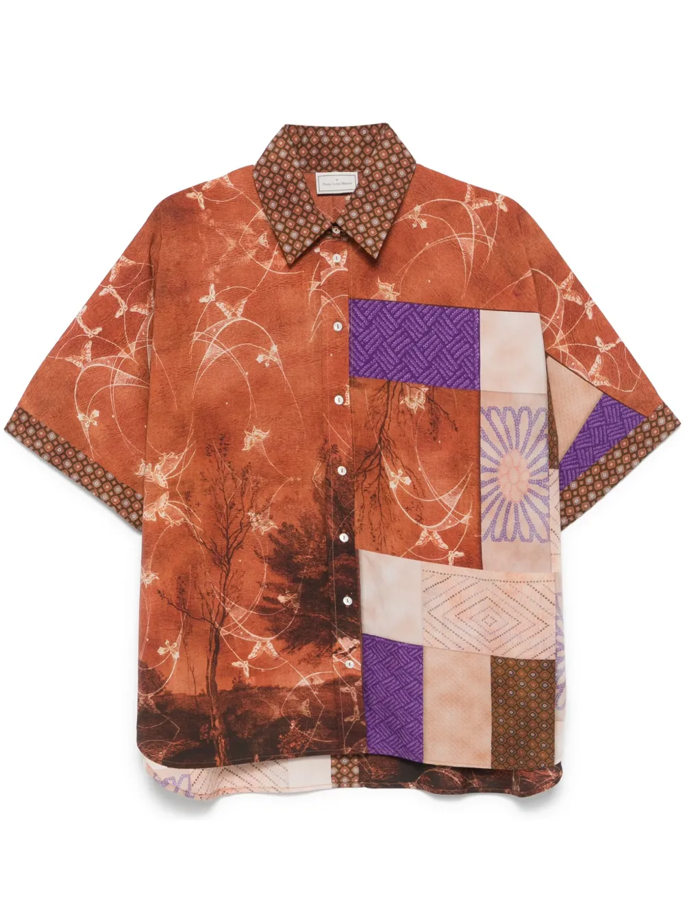 Pierre-Louis Mascia Overhemd met patchwork-print Oranje