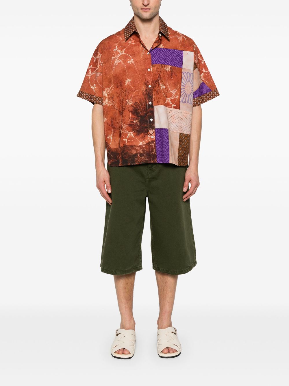 Pierre-Louis Mascia patchwork-print shirt - Oranje