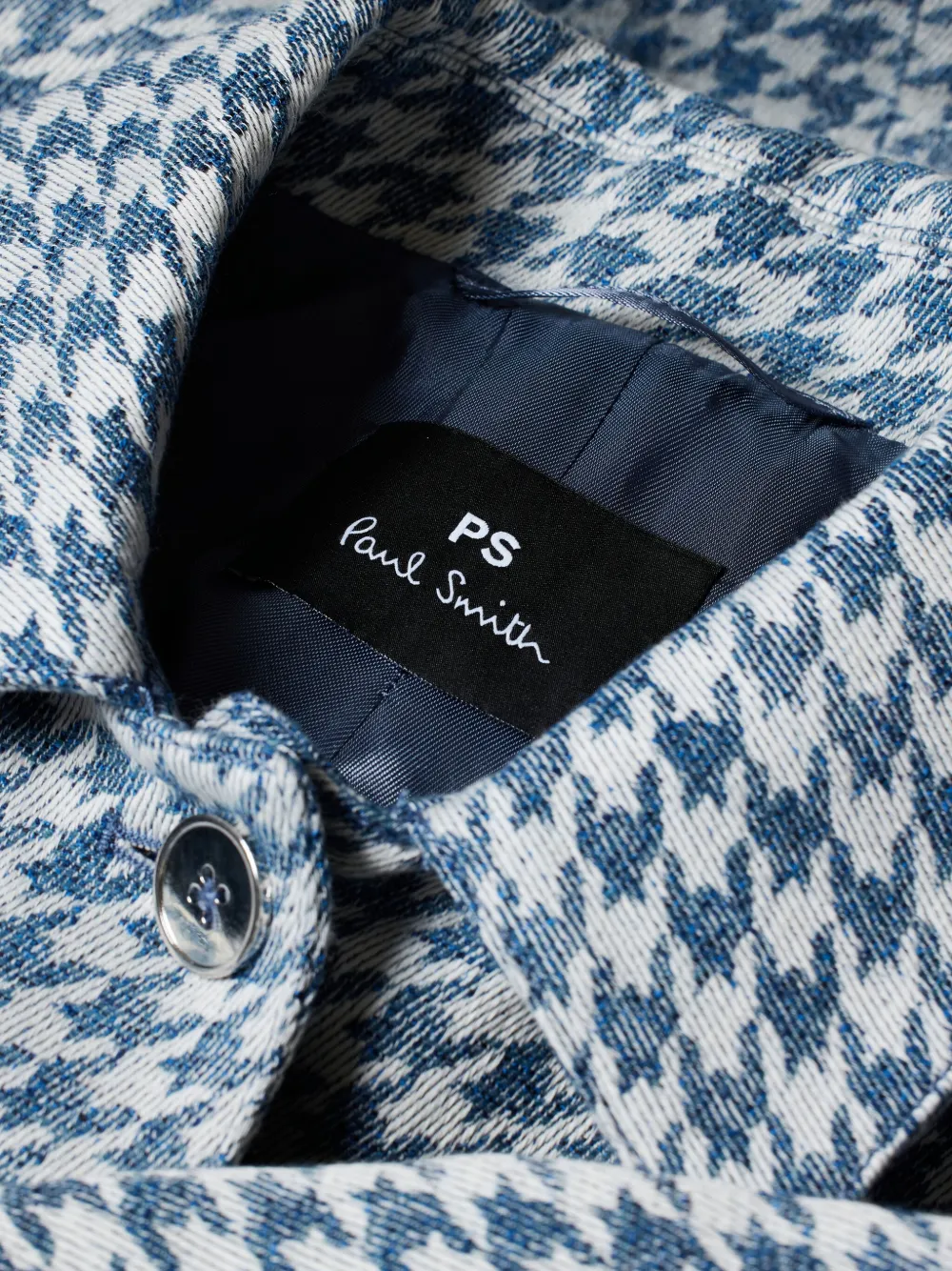 Ps By Paul Smith Houndstooth Button-fastening Jacket In Gray
