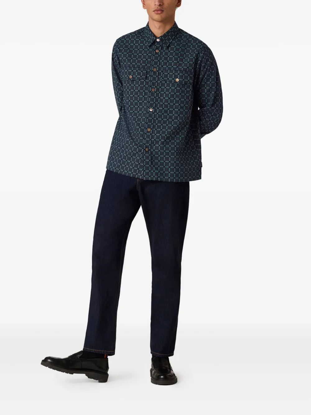 PS Paul Smith Overhemd met geometrische print en zak - Blauw