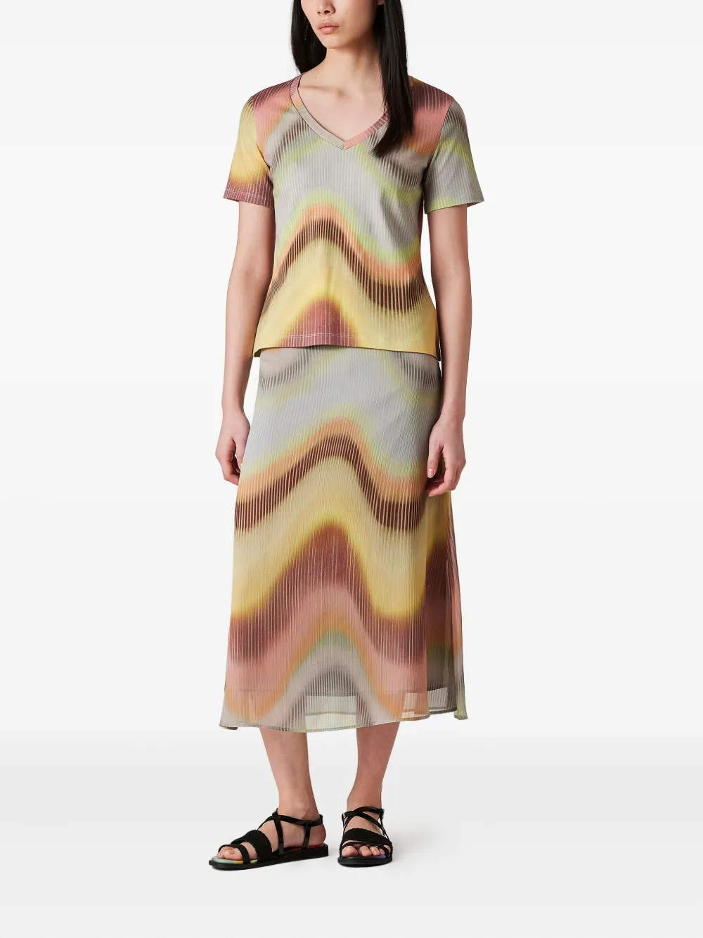 PS Paul Smith Midi-rok met golvend patroon - Oranje