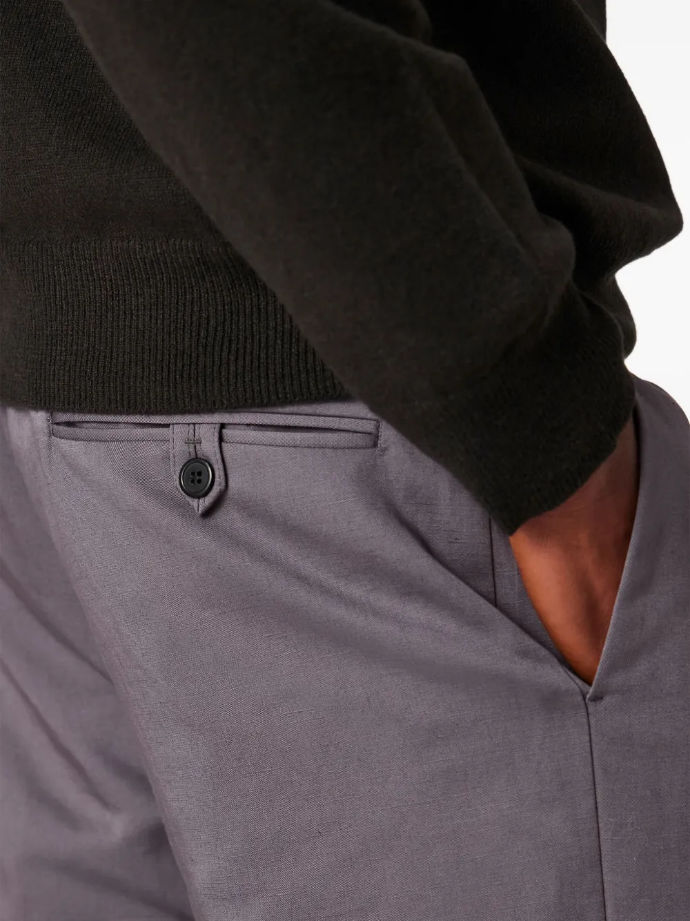 Paul Smith Dusty Mauve Cotton-linen Trousers Purple In Gray