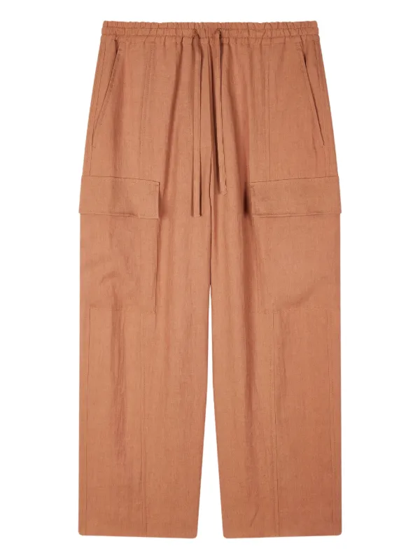 Paul Smith Cargo-pocket Linen Trousers in Brown