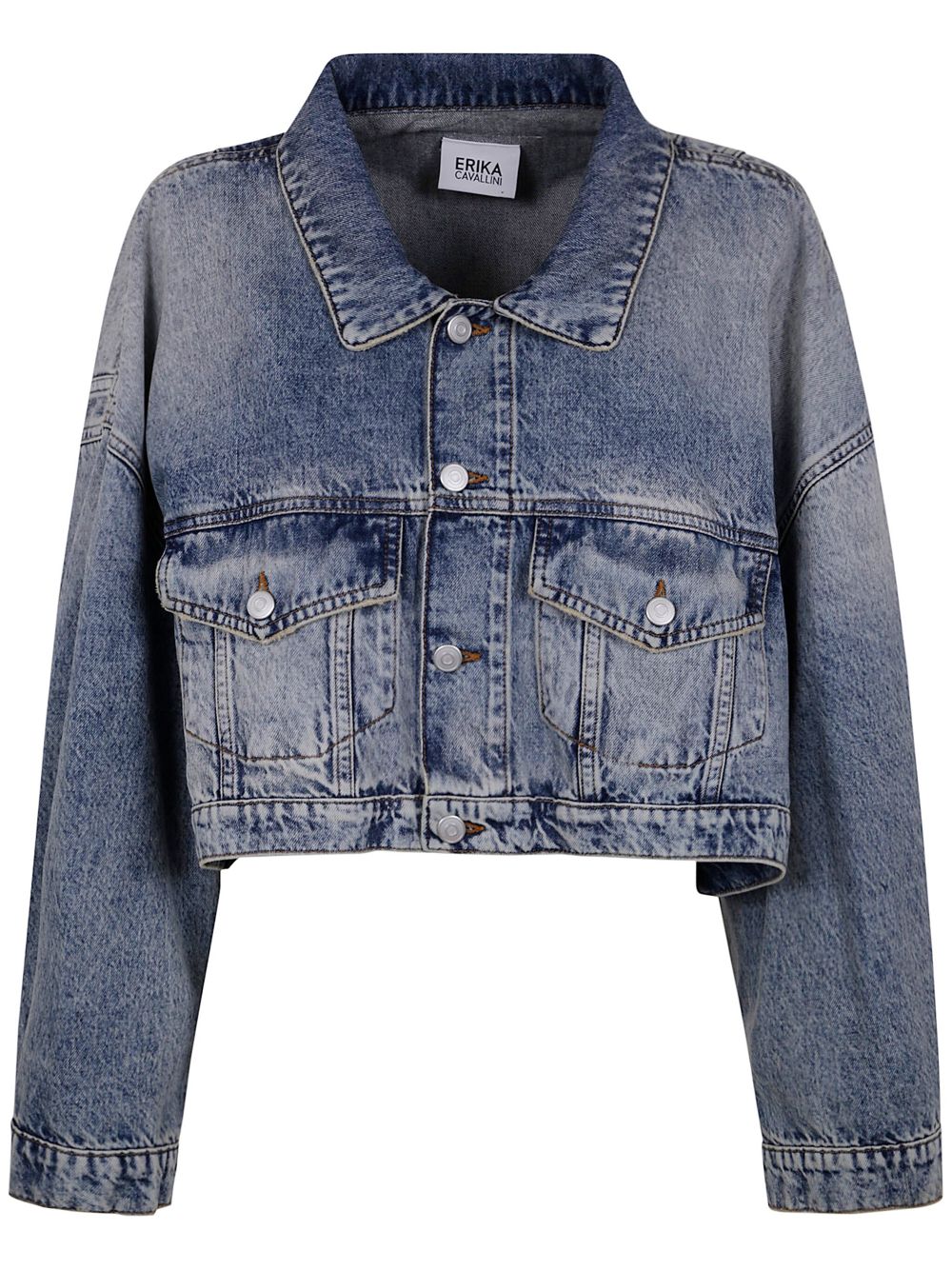 Erika Cavallini croped denim jacket - Blue