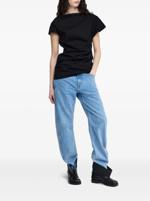 JW Anderson Draped Asymmetric Blouse | Black | FARFETCH