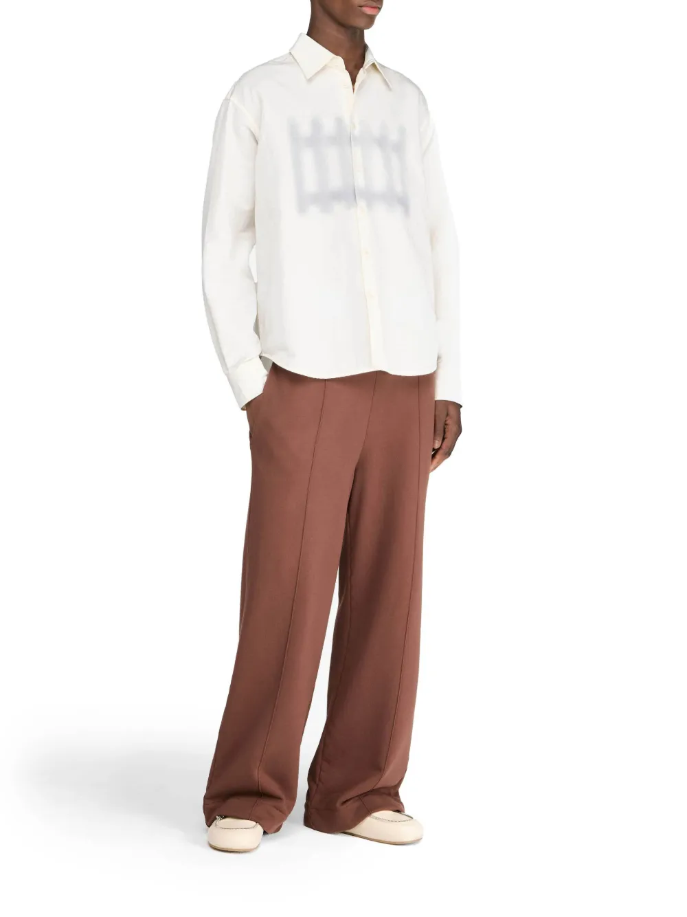 Jw Anderson Off-white Fence Printed Boxy Shirt In Neutrals
