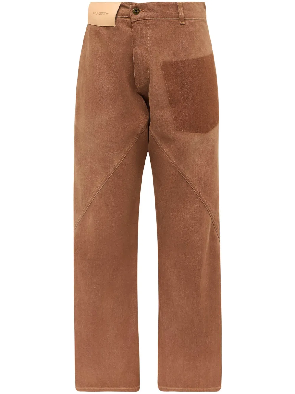 JW Anderson جينز عملي بتصميم ملتوي | بني | Image 1