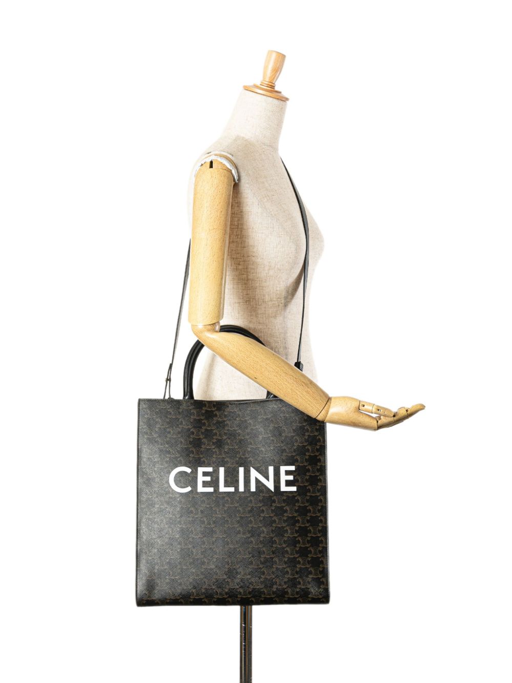 Céline Pre-Owned 2023 medium Triomphe Coated Canvas Vertical Cabas boekentas - Zwart