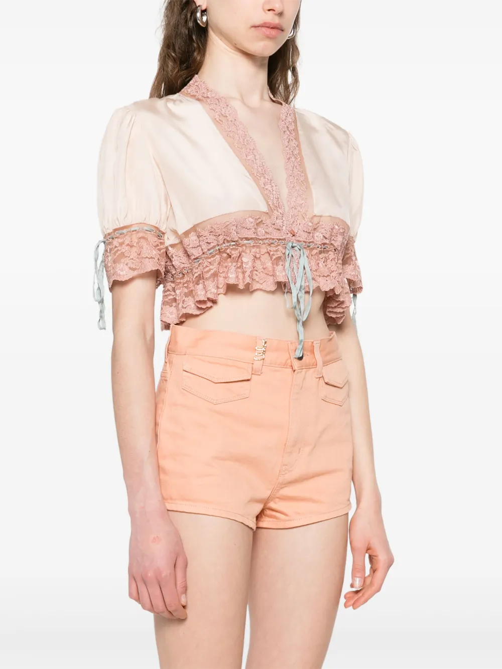 Chloé Blouse met kant Roze