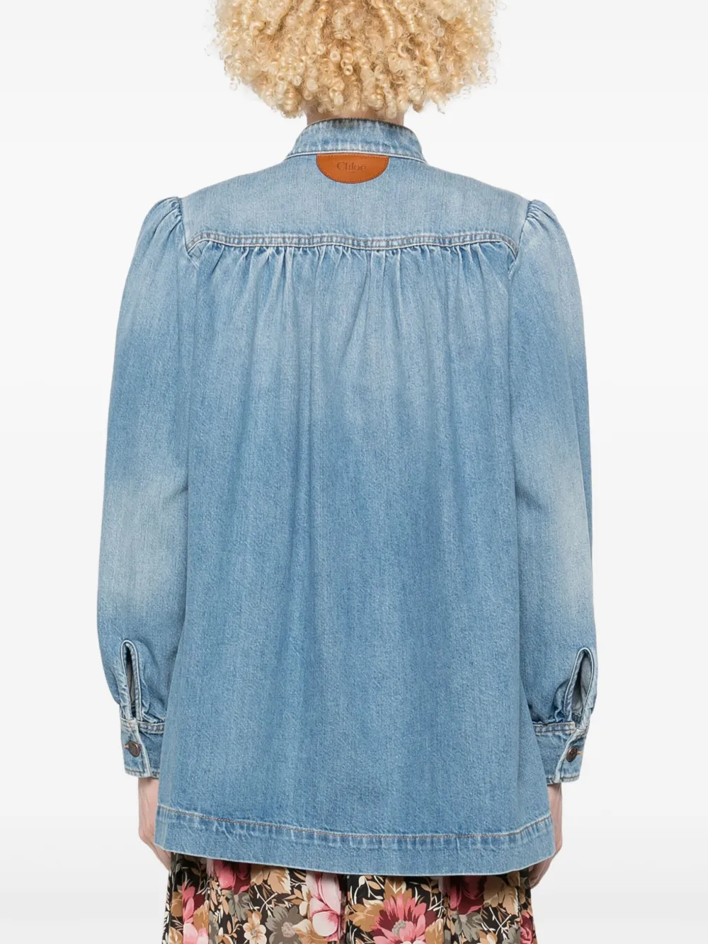 Chloé Gesmockt denim jack Blauw