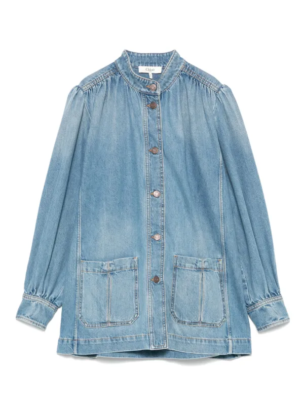 Chloé ギャザーディテール デニムジャケット | ブルー | FARFETCH JP