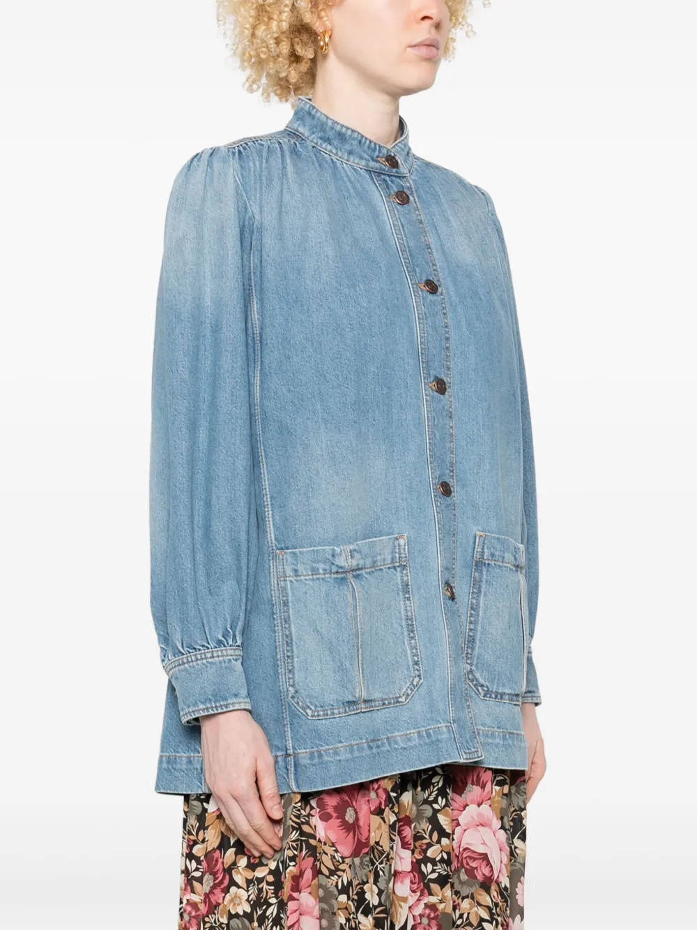 Chloé Gesmockt denim jack Blauw