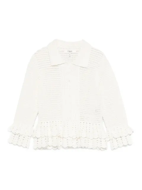 Chloé ruffled-hem crochet cardigan