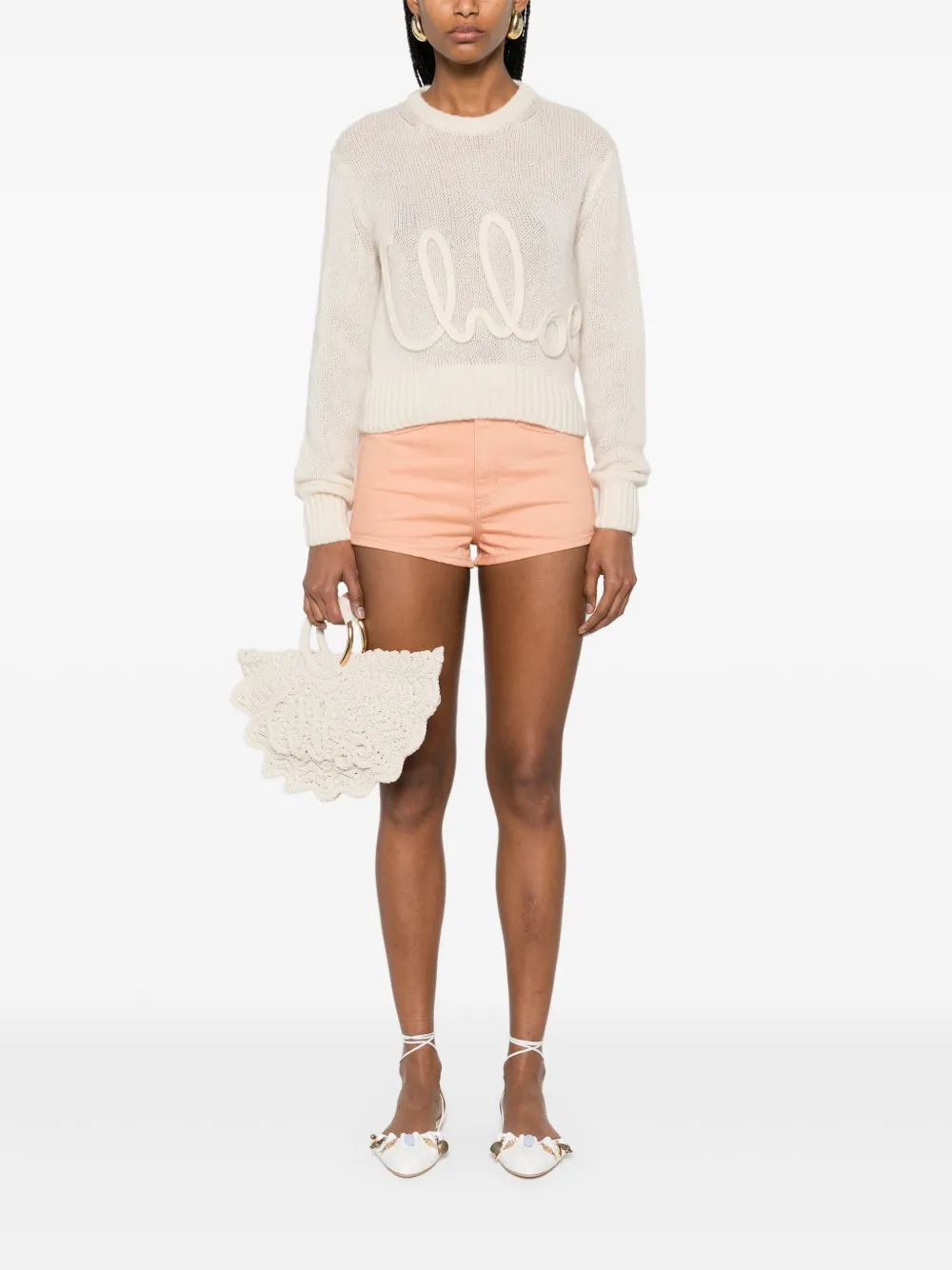 Shop Chloé Logo-plaque Shorts In Orange