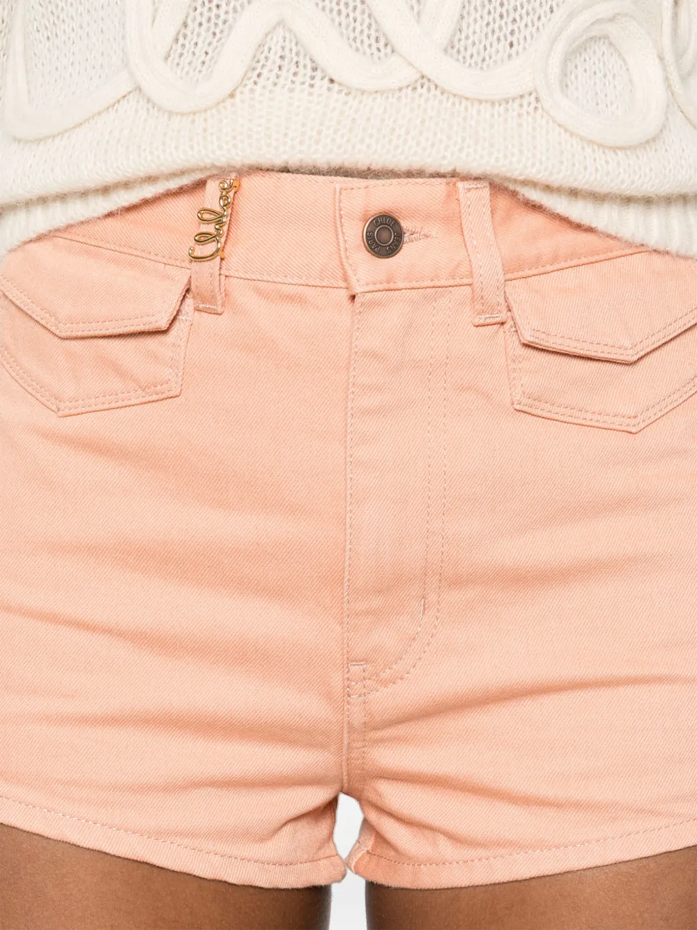 Shop Chloé Logo-plaque Shorts In Orange