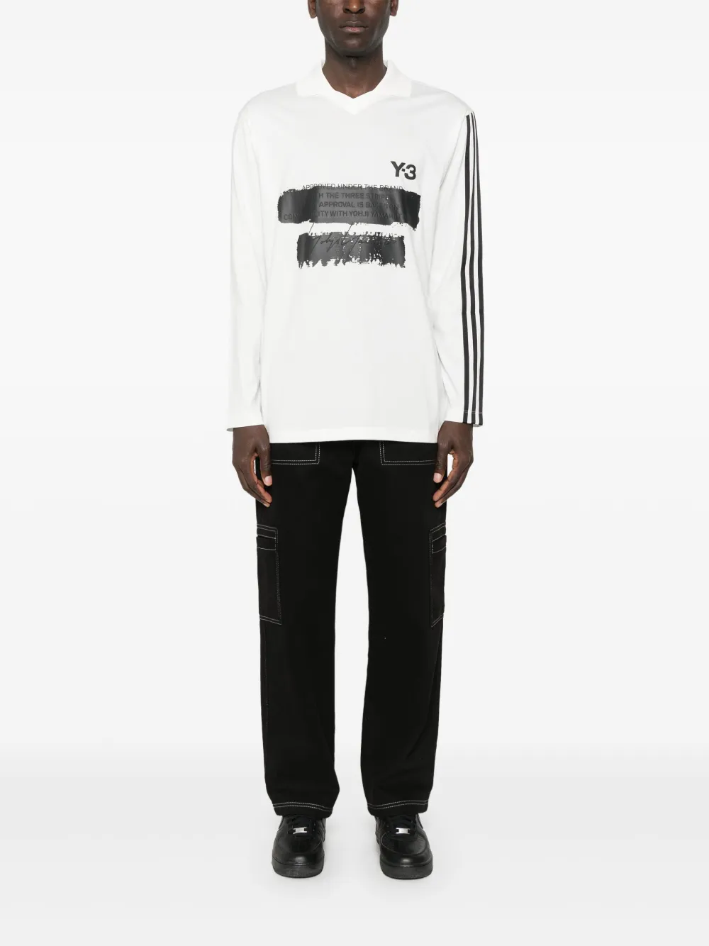 Y-3 x adidas logo-print polo shirt - Wit