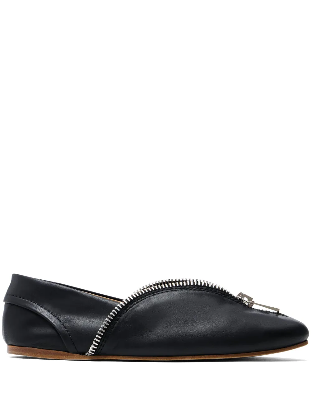 JW Anderson zip-detail leather ballerina flats Black