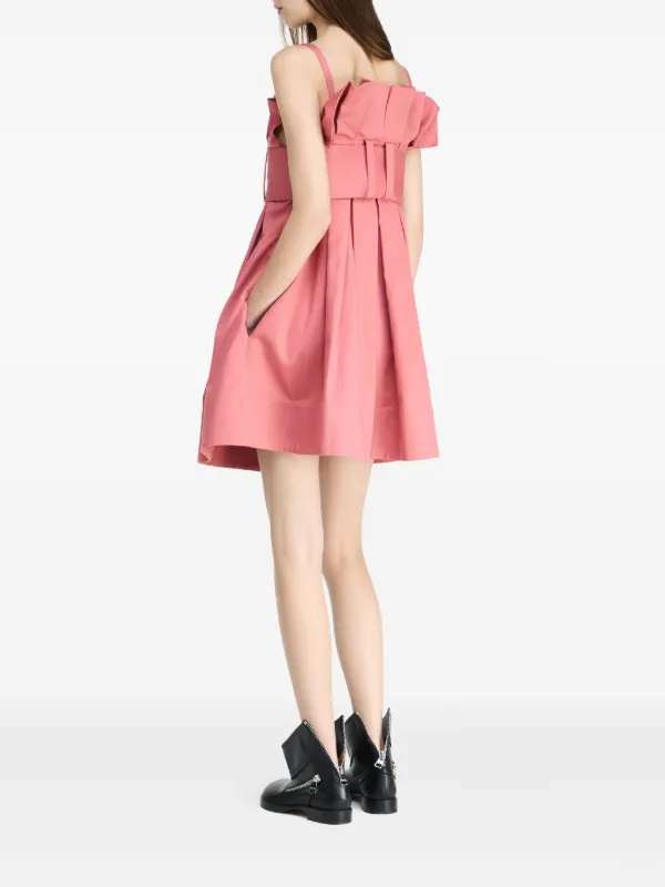 【Malbon Golf】Belted Woven Pleated Dress Pink Valley Pleated Dress — Pink