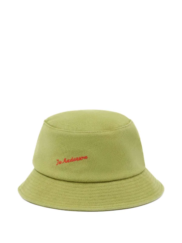 JW Anderson Logo-embroidered Bucket Hat in Green