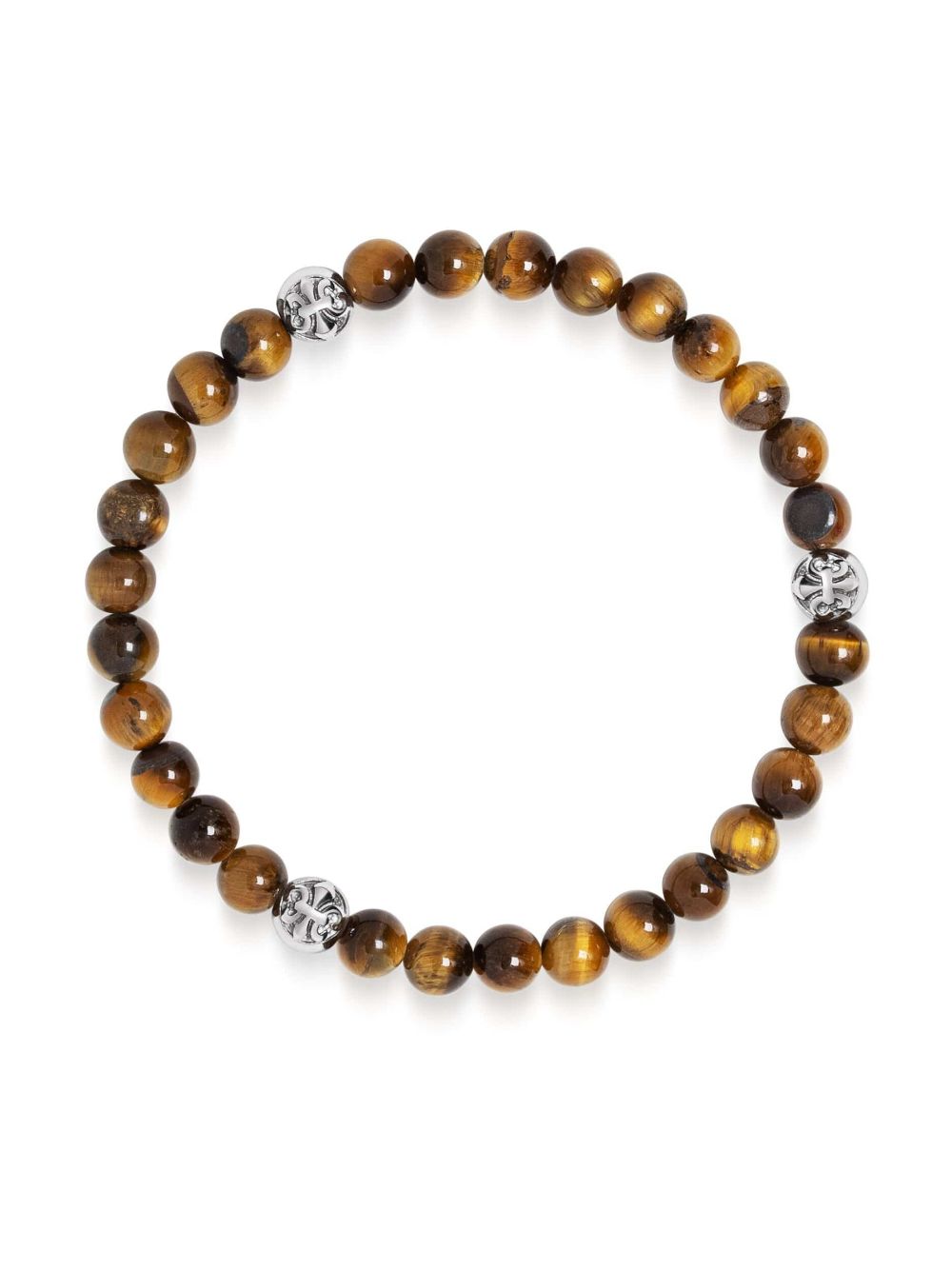 6mm tiger eye and diamond beaded bracelet