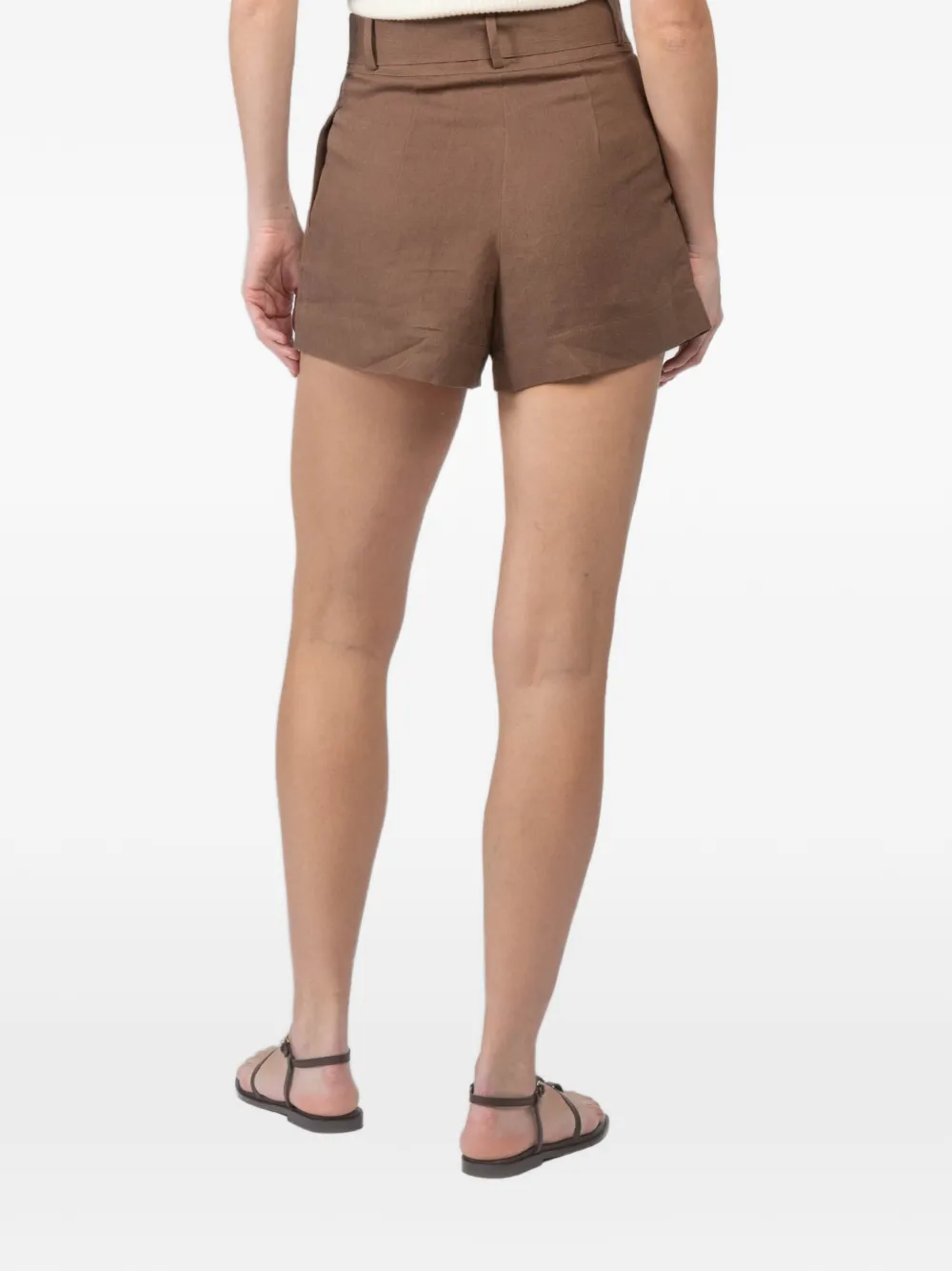 HEVRON Geplooide shorts met riem Bruin
