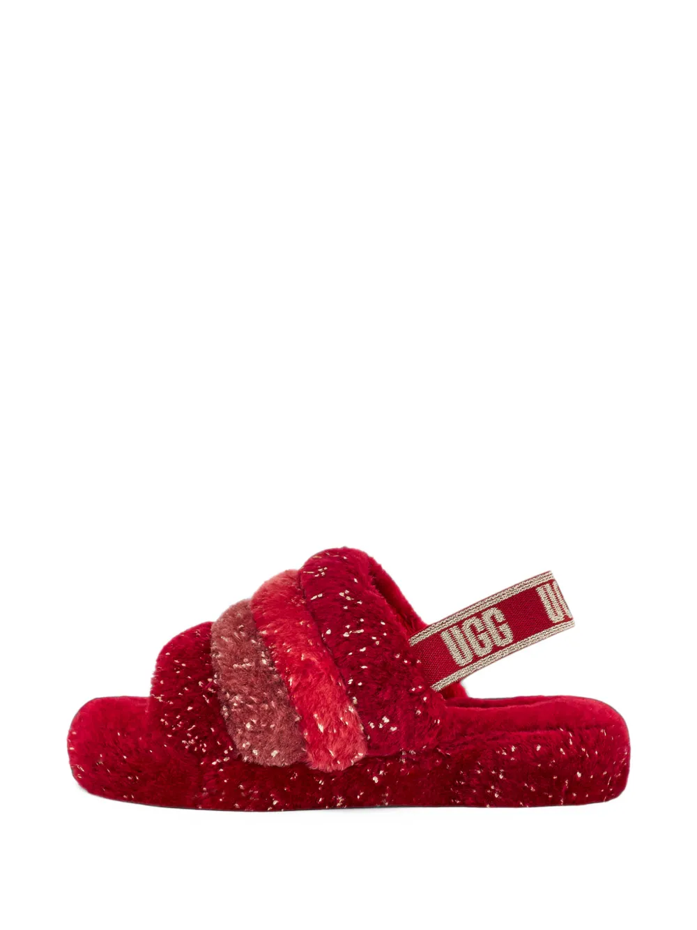 UGG Kids Fluff Yeah metallic sheepskin slippers - Rosso