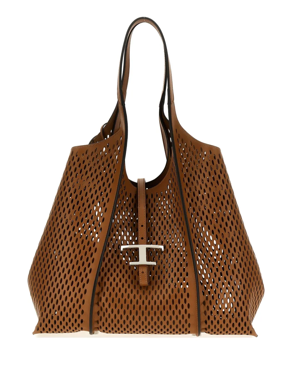 Tod's Women's Shopping Bag T Timeless Medium Perforated In Brown