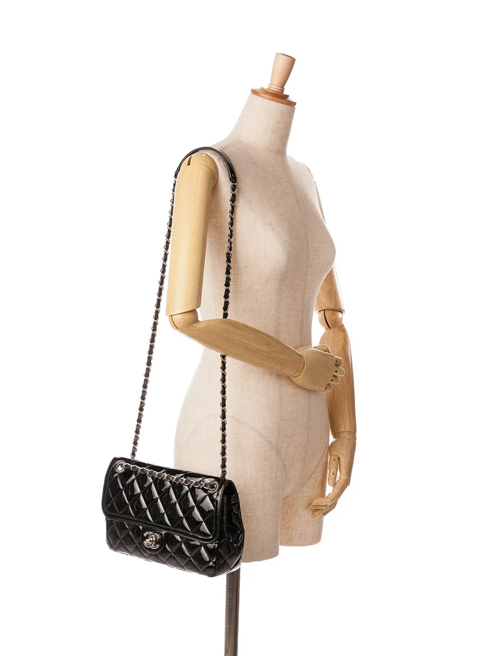 CHANEL Pre-Owned 2014-2015 medium Patent Coco Shine Flap crossbodytas - Zwart