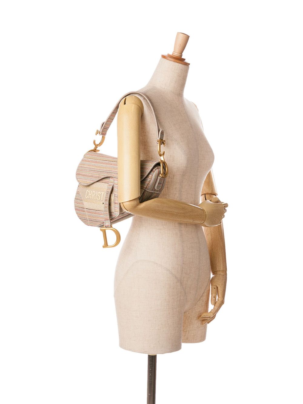 Christian Dior Pre-Owned 2021 Canvas Saddle schoudertas met geborduurde strepen - Roze