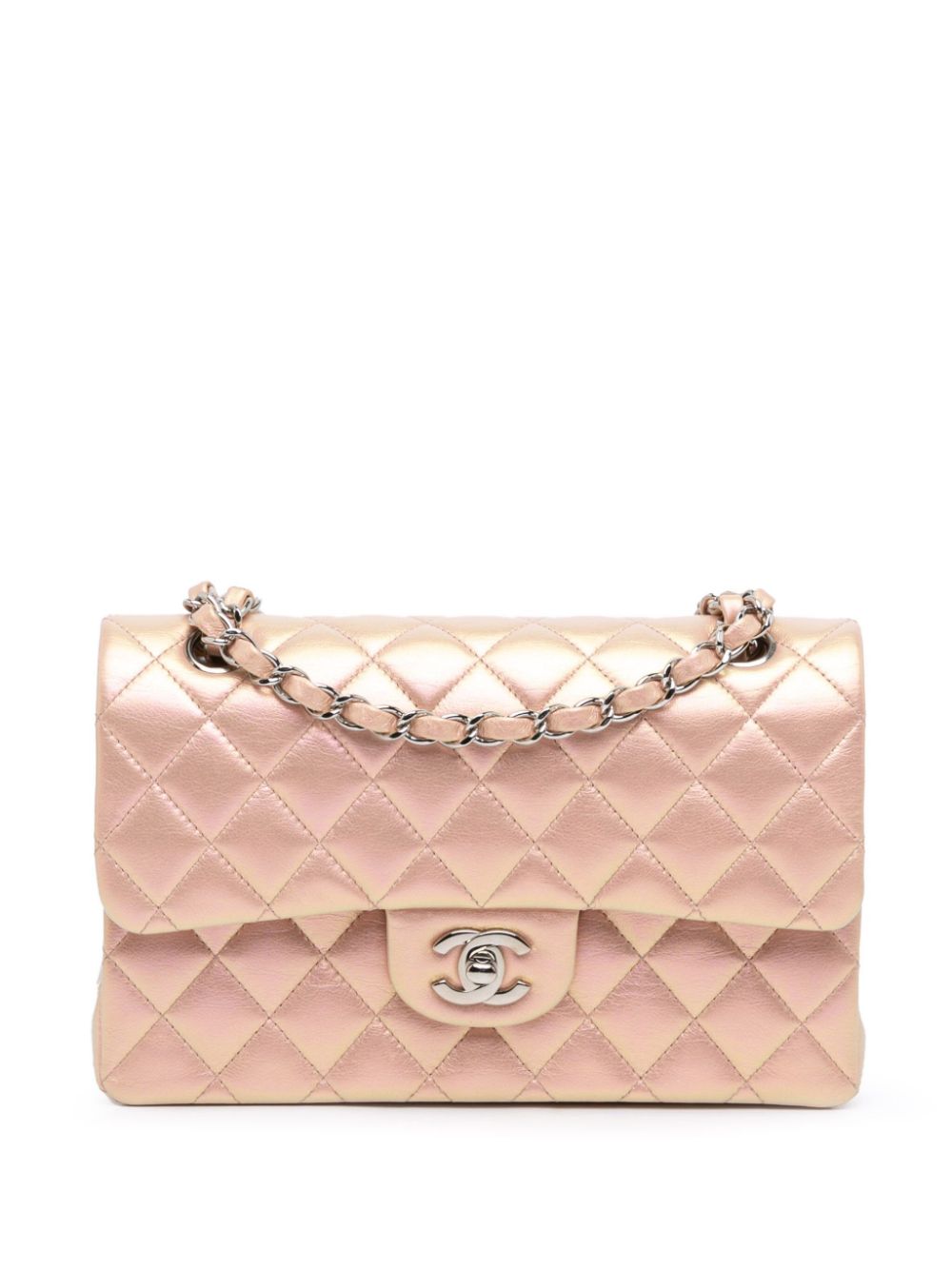 CHANEL Pre-Owned 2021-2024 Small Classic Iridescent Lambskin Double Flap shoulder bag - Pink