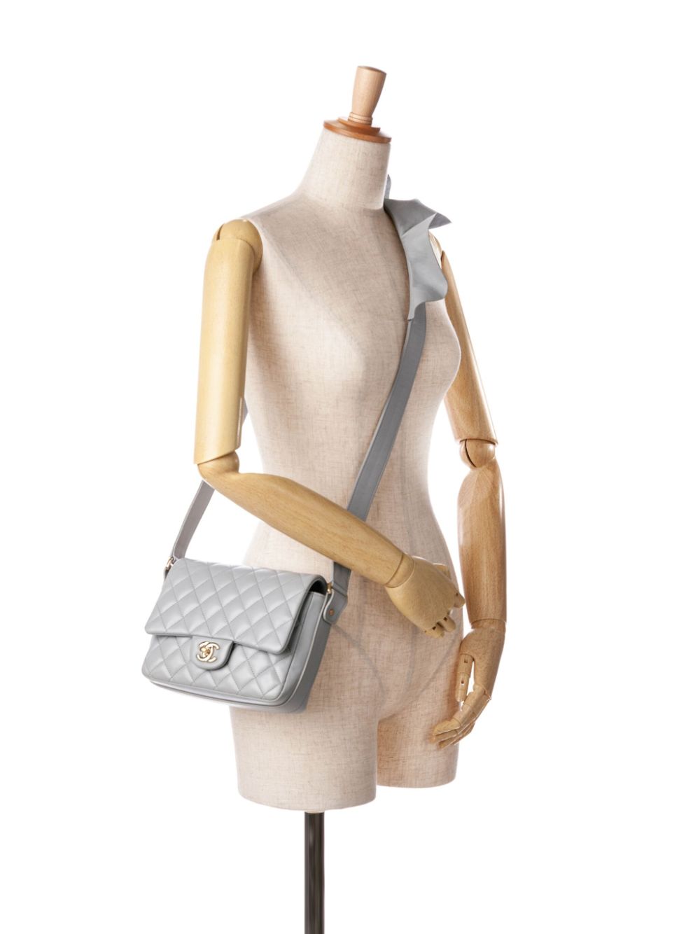 CHANEL Pre-Owned 2020 Bolero de Chanel Flap gewatteerde kalfsleren crossbodytas - GRAY