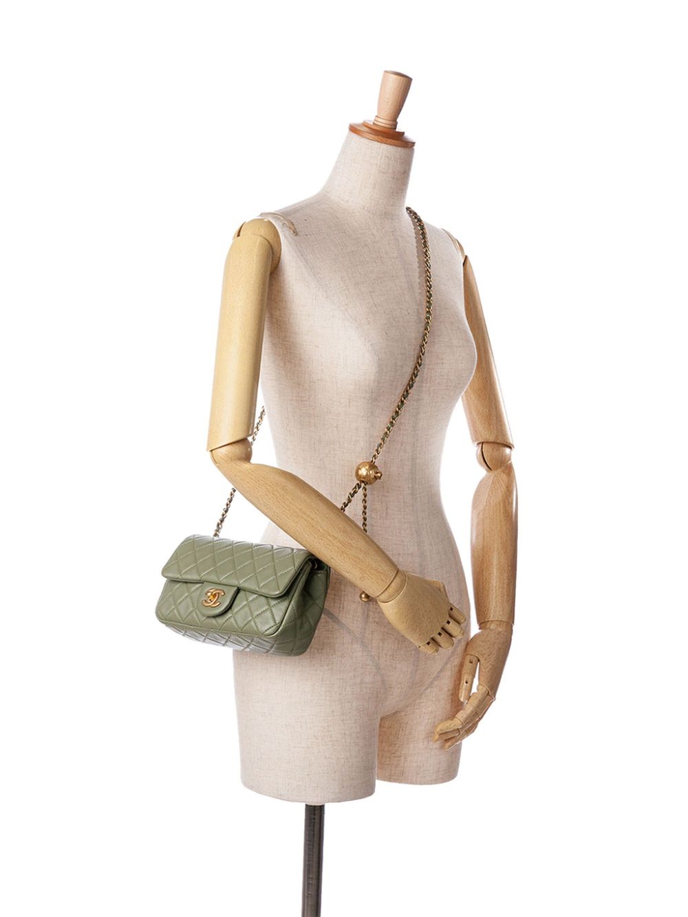 CHANEL Pre-Owned 2021-2023 Mini Crush Flap rechthoekige lamsleren crossbodytas met patels - Groen