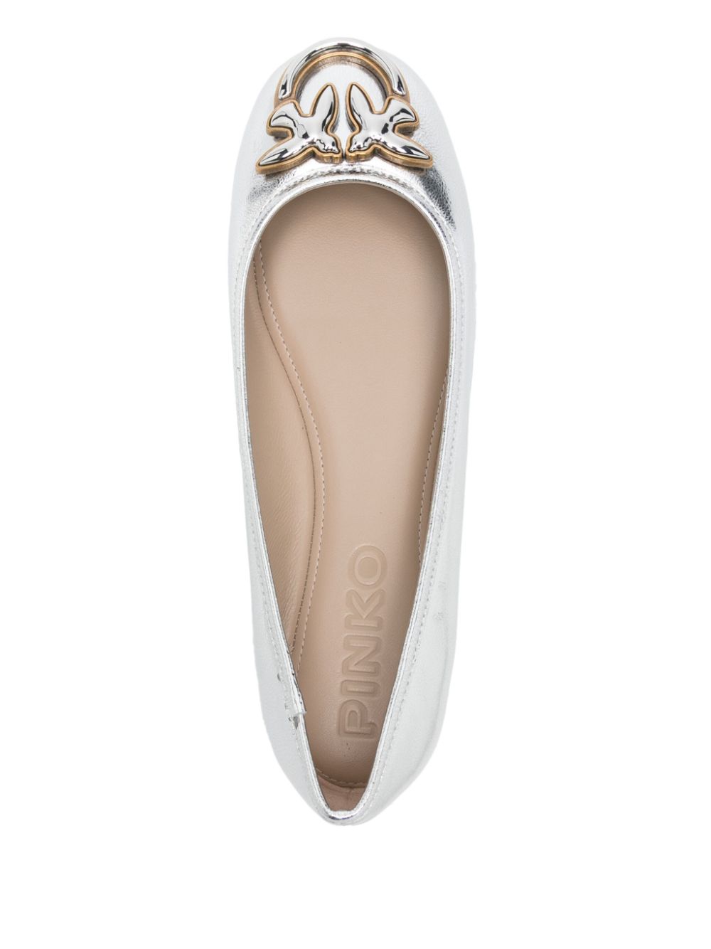 PINKO Love Birds-motif ballet flats Silver